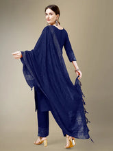 Women Kurta Pant Dupatta Set-NAVYBLUE1115
